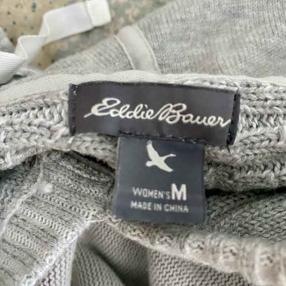 Eddie Bauer Heather Gray V-Neck hooded Sweater - Picture 6 of 7